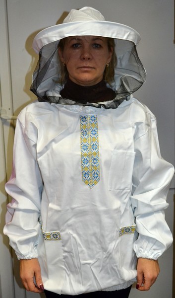 Куртка пчеловода, коттон (с тесьмой под национальную вышивку, маска круглая)