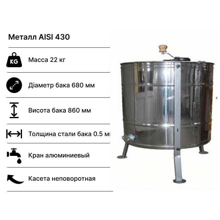 Медогонка 4-х. рам. поворотна нерж. сталь AISI 430 (М93236р)